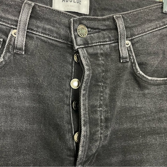 Agolde Riley High Rise Crop Jeans In Washed Black Womens Size 26 - Picture 7 of 12